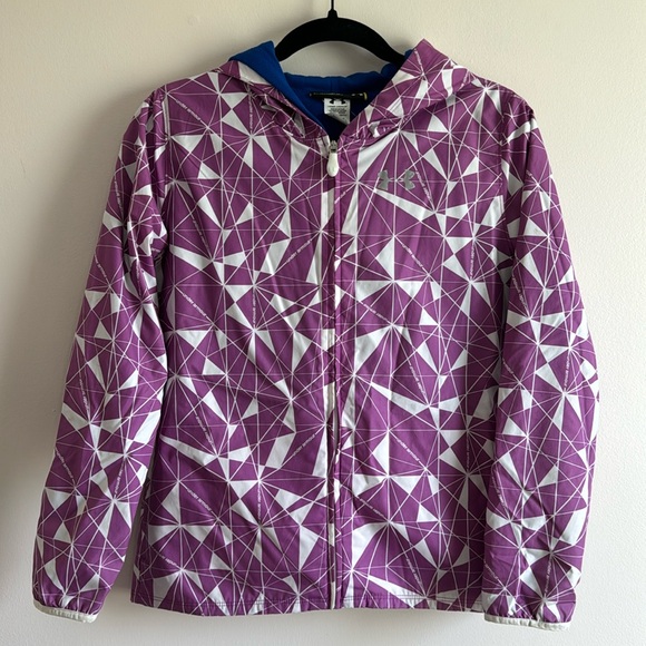 Under Armour Other - Under Armour Purple & White Geometric Kids Hooded Jacket